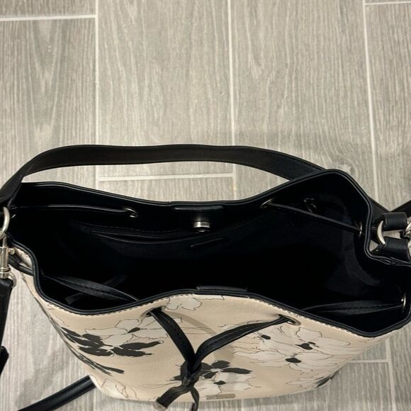 Chaps Black and Cream Floral Shoulder Bag - Picture 5 of 7